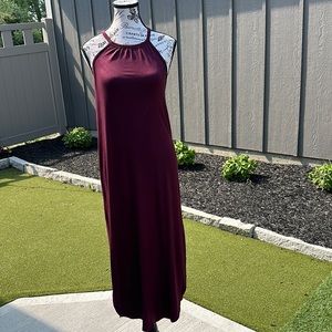 Nice Burgundy Halter Maxi Dress by Moa Moa Size XS